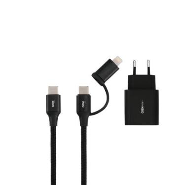 Imagem de Kit Cab 2 Em 1 Typec/Type C+Lightning Tomada Usb+Usb-C Cg207 - OEX ENJ