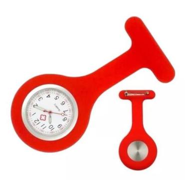 Imagem de Relógio De Lapela De Bolso C/ Presilha P/ Enfermagem Bioland Vermelho
