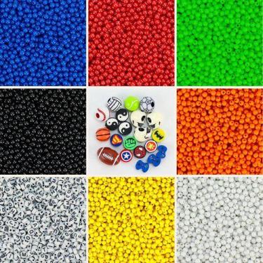 Imagem de Kit Miçangas Coloridas Infantil 1300 Peças+ Fio De Silicone - Anita Re