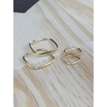 Imagem de Kit Brinco Quadrado Primeiro e Segundo Furo Ouro 18k - Casa das Joias 
