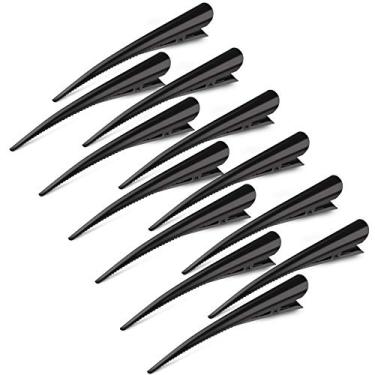 Imagem de Clipes de cabelo jacaré para estilo de salão de beleza, Glamfields de 12,7 cm, antiderrapante, preto, grampos de metal para dentes para mulheres, meninas, cabelo grosso, 12 Pack Hair Clips