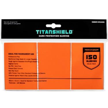 Imagem de TitanShield Premium Card Sleeves | Compatible with Pokemon, One Piece, Lorcana, Flesh & Blood, & Magic The Gathering MTG | (150 Sleeves - Standard) (1, Ember Orange, Standard | 66x91mm)