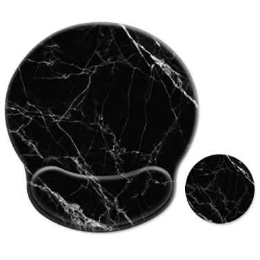 Imagem de iDonzon Mouse pad ergonômico com suporte de pulso [30% maior] com porta-copos, almofada de descanso de pulso macia fofa com base de borracha antiderrapante, fácil digitação e alívio da dor, mármore