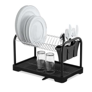 Imagem de escorredor louças duplo preto com drenagem e porta talheres - Arthi