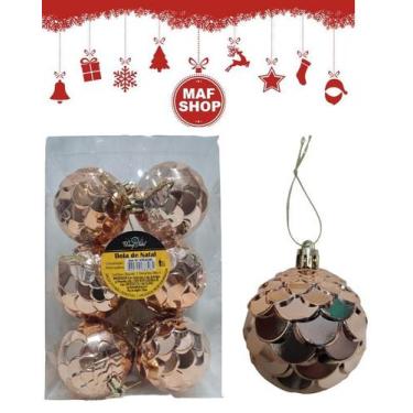 Imagem de Kit 12 Bola De Natal Decorada 6cm Arvore Natalina Gold Luxo - Wincy