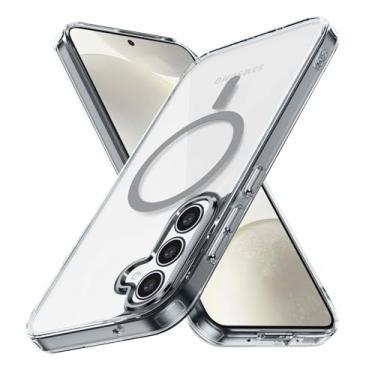 Imagem de Lunivop Capa rígida para Samsung Galaxy S24 FE 5G [compatível com Magsafe] Capa magnética resistente a amarelamento transparente para S 24 FE 17.0 cm 2024 Rugged Best Phone Cases Cinza