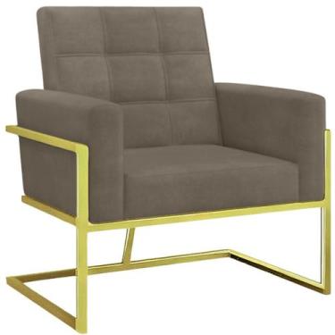 Imagem de 1 Poltrona Base de Ferro Dourado Cadeira para Sala de Espera Recepção 