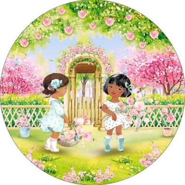 Imagem de Painel De Festa Redondo 1,50x1,50 - Jardim Porta Bonecas 051 - Via Cor
