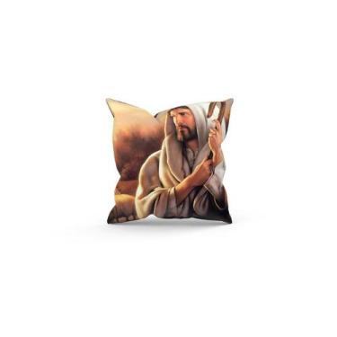 Imagem de Almofada Decorativa Cheia c/ Zíper 40x40 Jesus Bom Pastor - Deluzz