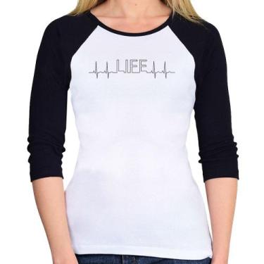 Imagem de Baby Look Raglan Batimentos Cardíacos Life Manga 3/4 - Foca na Moda, B