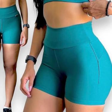Imagem de Short Academia Fitness Esportivo Feminino Drisheer, Verde, P