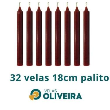 Imagem de Vela Palito Marrom 32 Unidades 18cm 15,8 - (Por Kilo) 100% Parafina - 