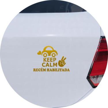 Imagem de Adesivo de Carro Keep Calm Recém Habilitada - Cor Dourado - Melhor Ade