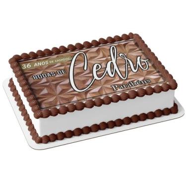 Imagem de Papel De Arroz P/ Bolo 36 Anos De Casados Bodas De Cedro - Genérico