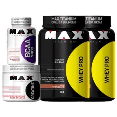 Imagem de Combo 2 Whey Pro 1kg + Bcaa + Creatina Max Titanium BAUNILHA