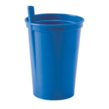 Imagem de Copo Infantil Com Canudo Fixo 330ml Plasutil, Azul