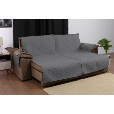 Imagem de Kit Para Sala Com Capa de Sofá Retrátil 2,20m Com Bolsos e Porta Copos