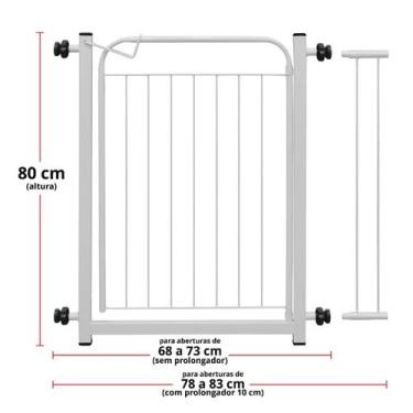 Imagem de Portão Portãozinho 69cm Pet Portátil Dobrável Branco - ACOMIX