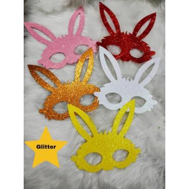Imagem de Máscara EVA glitter 50 UNIDADES com elástico páscoa festas aniversário