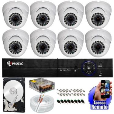 Imagem de Kit Segurança Cftv 8 Câmeras Fullhd 1080p Dvr Cloud Completo + HD 320G