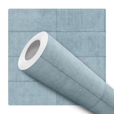 Imagem de Papel De Parede Adesivo Lavável Sala Taco Envelhecido Rustico Azul - D