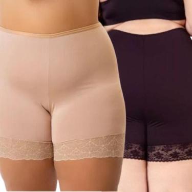 Imagem de Kit 2 Short Plus Size Anagua Segunda Pele Feminino Com Renda Não Marca