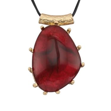 Imagem de Bjesinmo Colar grande com pingente feminino boho longo, colar de couro grosso, gargantilha hippie, joia boho exclusiva, Couro sintético, Sem Pedra Preciosa