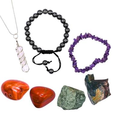 Imagem de Kit de cristal do zodíaco para mulheres e homens, conjunto de pedras de cura, pulseiras e colares (cartão de informações incluído)