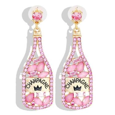 Imagem de Brincos de garrafa de champanhe para mulheres, Margarita, Tequila, cristal, coquetel, taça de vinho, brincos pendentes de festa, celebração, joias, presentes, Metal, Sem pedra preciosa