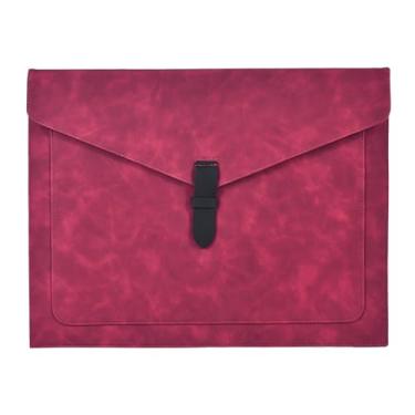 Imagem de QiXin Pasta de arquivo de couro vermelha, tamanho carta, organizador de arquivos, pastas de documentos importantes com bolsos, organizador de documentos, capa para notebook, armazenamento de papel,