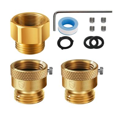 Imagem de SUNROAD Disjuntor a vácuo de 2 peças, sem chumbo latão 3/10.2 cm fêmea x 3/10.2 cm GHT macho mangueira babador evitador de refluxo, vem com adaptador fêmea 1-1/40.6 cm fêmea x 3/10.2 cm GHT macho,