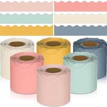 Imagem de TaoBary 6 rolos de 60 m, Natal, inverno, sala de aula, quadro de avisos, decoração de quadro de avisos recortados para quadro branco escolar, quadro de cortiça, quadro-negro, parede (cor hippie boho