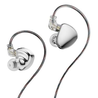 Imagem de FEDAI TRN MT5 1DD HiFi Fones de ouvido intra-auriculares TRN MT5 com novo driver magnético composto dinâmico de 10 mm com cabo removível de 2 pinos de 0,75 mm (sem microfone, prata)