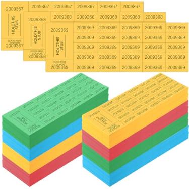 Imagem de Kosiz 2000 folhas de bilhete de sorteio com 25 números de licitação por folha bilhetes de leilão para leilão chinês Leilão silencioso sala de aula eventos de igreja escolar (amarelo escuro, vermelho,