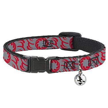 Imagem de Buckle-Down Coleira de gato com fecho floral cata-vento cinza vermelho 20 a 30 cm 1,2 cm de largura