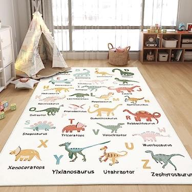 Imagem de Abeigoi Tapete de dinossauro, 1,2 x 1,8 m, grande, ABC, animal, crianças, tapete com letras, quarto, alfabeto, sala de jogos, tapete educativo, antiderrapante, macio, para sala de jogos, tapete