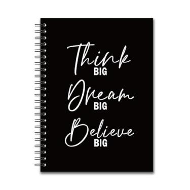 Imagem de YAZMEEN Caderno em espiral em branco motivacional (160 páginas) Think Big Dream Big Believe Caderno de esboço de capa dura presente inspirador engraçado para mulheres, homens, adolescentes,