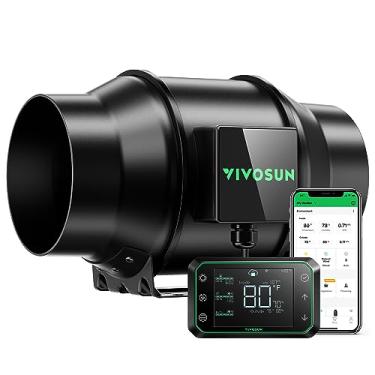 Imagem de VIVOSUN Ventilador de duto em linha AeroZesh G6, silencioso 15 cm 388 CFM Ventilador de exaustão com motor EC e GrowHub E42A controlador WiFi de umidade de temperatura para aquecimento e resfriamento,