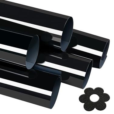 Imagem de HTVRONT Transferência de Calor de Vinil 3D Puff, 5 Peças de Folhas de Vinil 3D Puff para Camisetas, Vinil de Transferência de Calor Preto Puff Htv para Cricut e Cameo - Fácil de Cortar, Remover Ervas