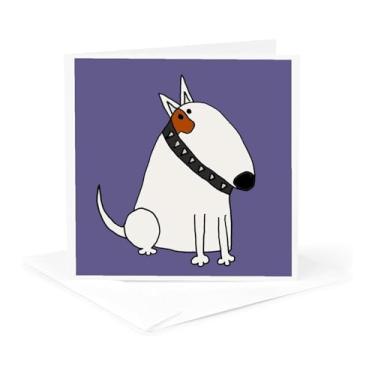 Imagem de 3dRose Funny Cute Bull Terrier desenho animado de cachorro - Cartão comemorativo, 15,24 cm x 15,24 cm, único (gc_254052_5)