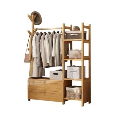 Imagem de Cabide de pé cabide para pendurar roupas, cabide de chão com gaveta de armazenamento, cabide para casa, cabide para pendurar roupa no quarto, prateleira de armazenamento para armário aberto Pe