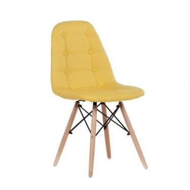 Imagem de Cadeira Eames Estofada Em Couro Madrid - Fratini Móveis, Amarelo