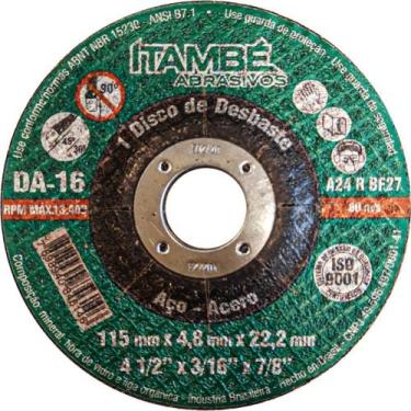 Imagem de Disco Desbaste Itambe 4.1/2''X3/16''X7/8'' - Da-16 - 7060