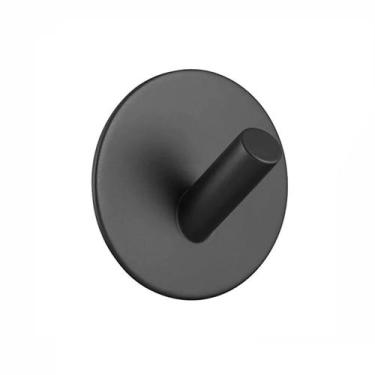 Imagem de Kit C/ 3 Ganchos Cabide Parede Adesivo Redondo Inox Preto - Comfortdoo