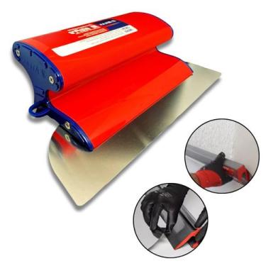 Imagem de Desempenadeira Aço Inox Reforçada 25cm Atlas Massa Corrida Cimento Que