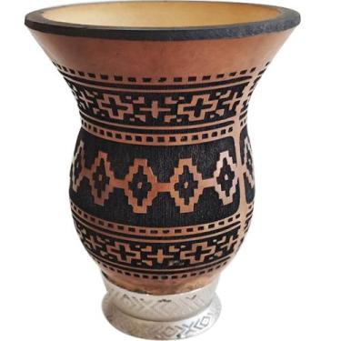 Imagem de Cuia de Chimarrão Tererê Artesanal Cuia de Porongo Natural Decorada a 