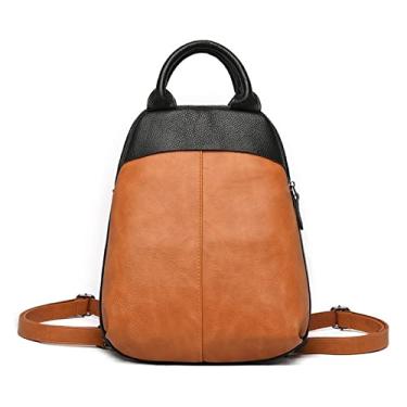 Imagem de Mochila feminina bolsas de moda mochilas de couro de qualidade para meninas adolescentes bolsa de ombro escolar feminina(Yellow)