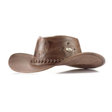 Imagem de Chapéu Em Couro Legitimo Boiadeiro Country Americano Rodeio Festas Bar