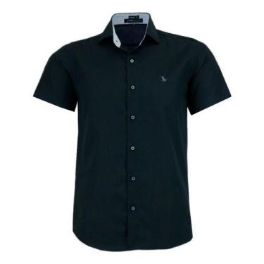 Imagem de Camisa Social Amil Masculina Manga Curta Tecido Misto 1741, Preto, 1