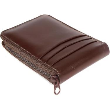 Imagem de Carteira Masculina Couro Legítimo - Porta Documento com Zíper com Compartimento Inteligente para Cartão e Nota - Betania Couros (Café)